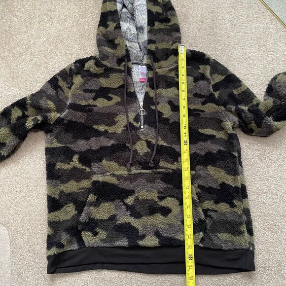 Camo Sherpa Fleece Hoodie Quarter Zip Sweatshirt XL No Boundaries - Picture 7 of 8